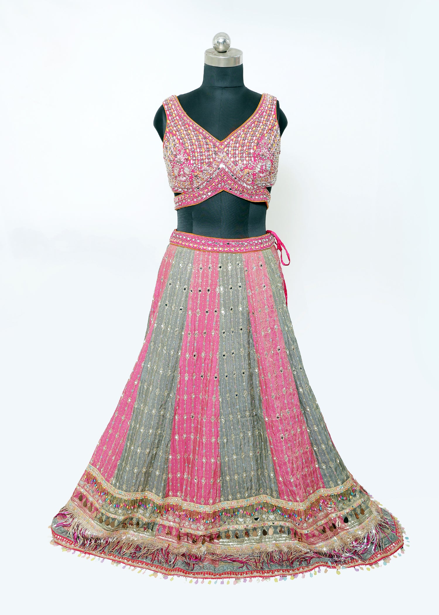 Pink & Green Ombre Embroidered Lehenga Choli | Designer Party Wear Outfit