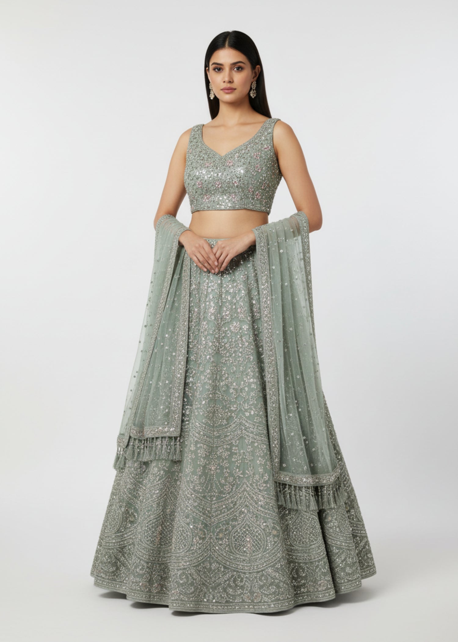 Mint Green Embroidered Anarkali Gown | Premium Designer Party Wear