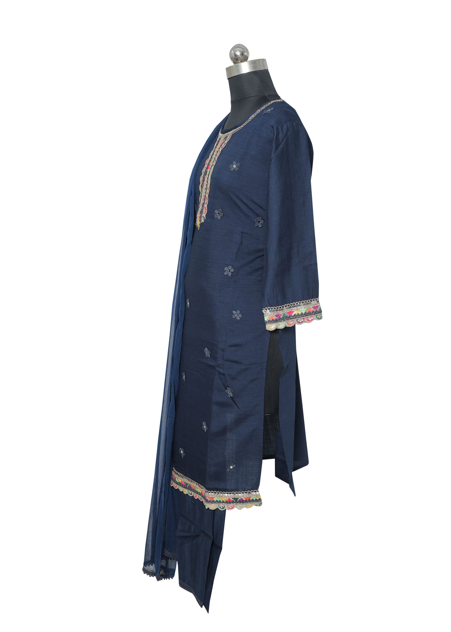 Navy Blue Embroidered Kurta Set for Women