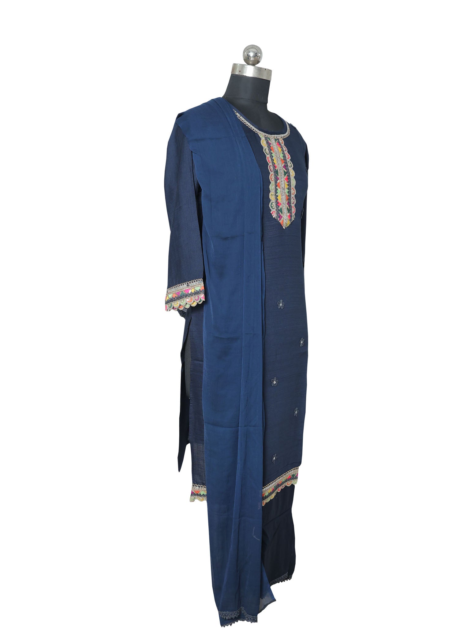 Navy Blue Embroidered Kurta Set for Women
