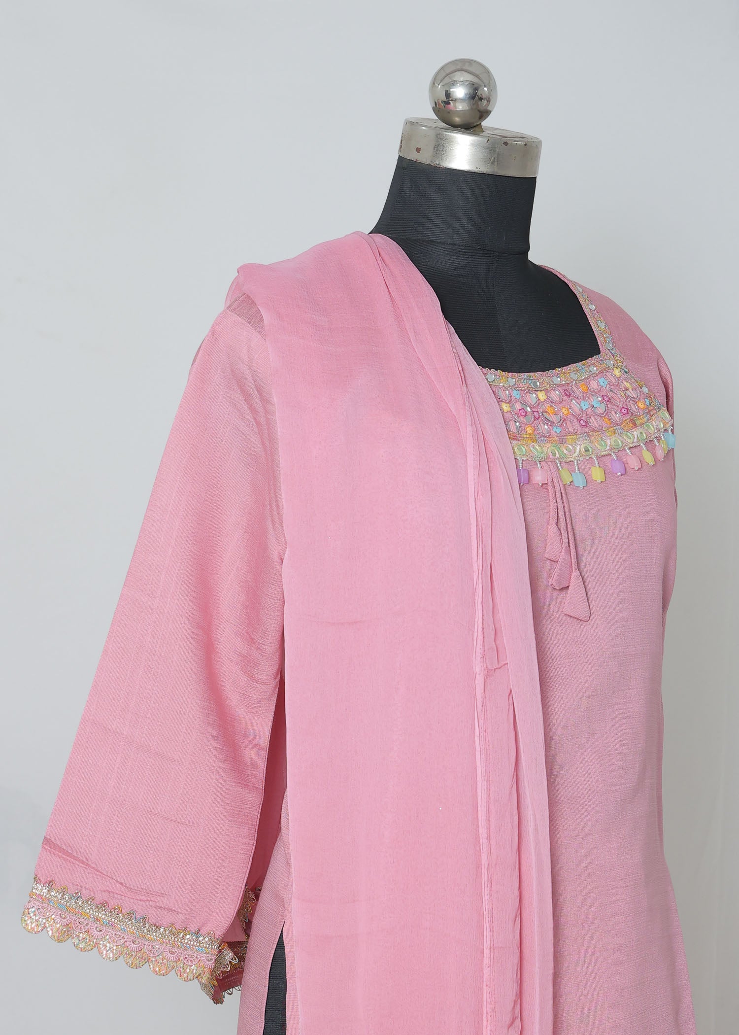 Blush Pink Embroidered Kurta Set with Dupatta